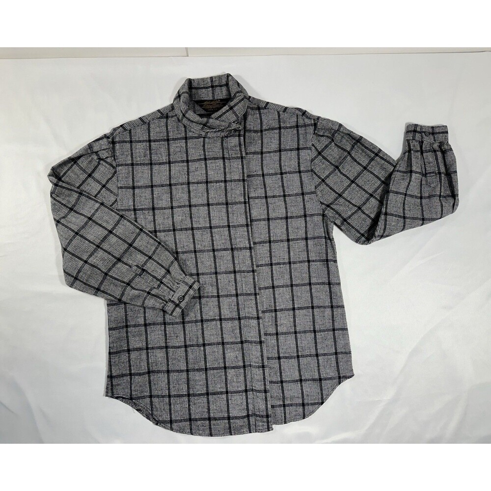Vintage Eddie Bauer Women’s Black White Plaid Flannel Button Down Shirt Size L